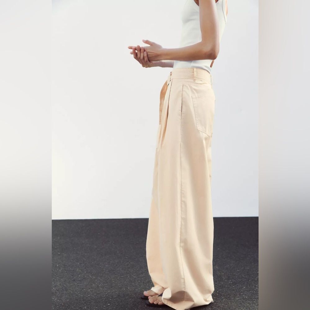 ZARA PLEATED BELTED PANTS - Picture 6 of 7